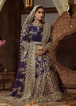 Latest Pakistani Embroidered online bridal Outfit in blue color # B3472