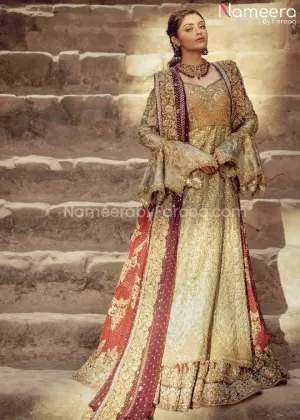 Latest Red and Gold Pakistani Bridal Dress Online #BS60