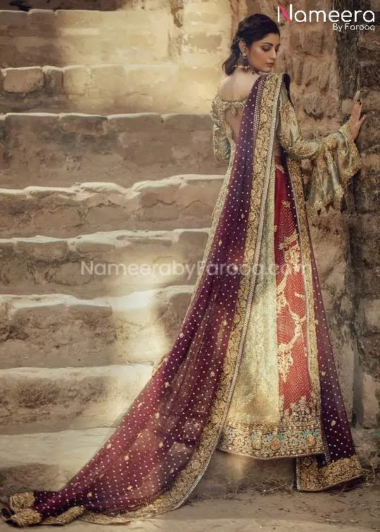 Latest Red and Gold Pakistani Bridal Dress Online #BS60