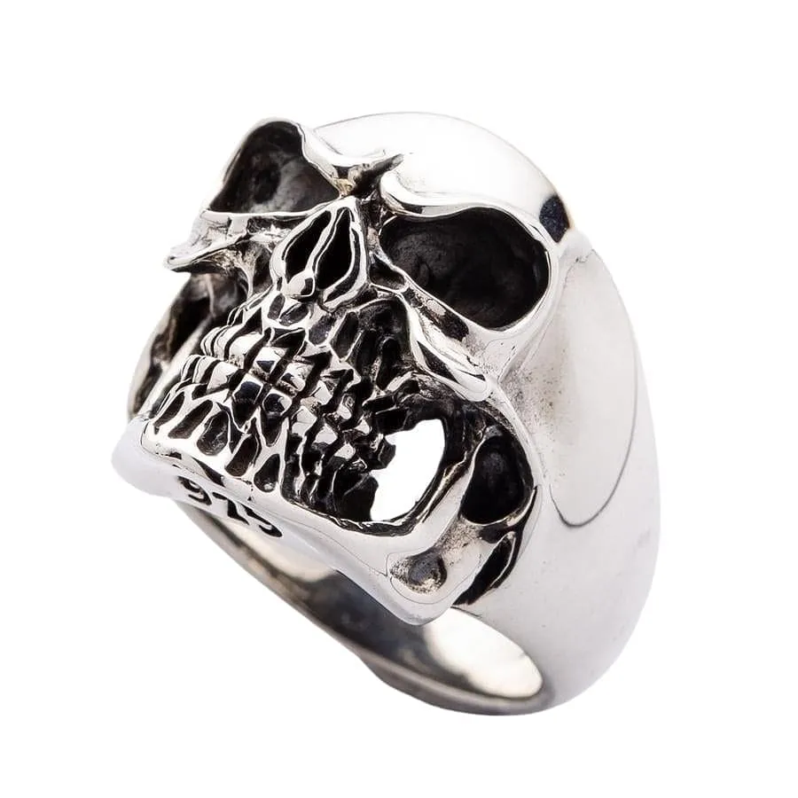 Laughing Skull 925 Sterling Silver Men's Biker Ring