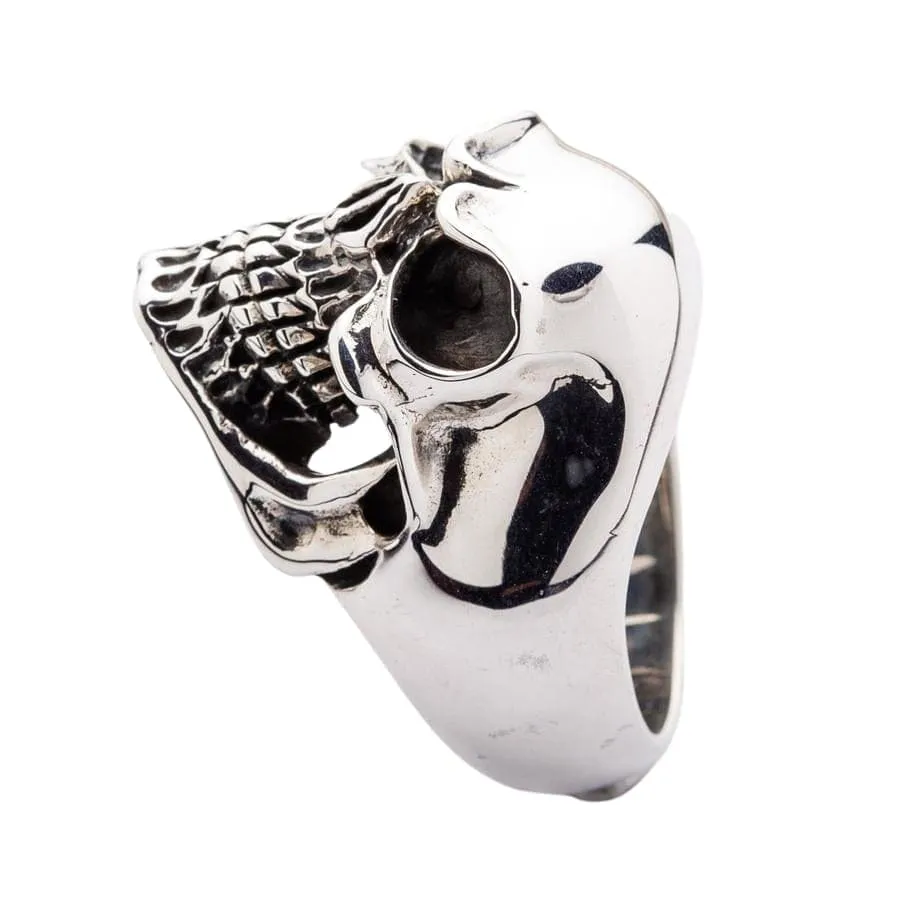 Laughing Skull 925 Sterling Silver Men's Biker Ring