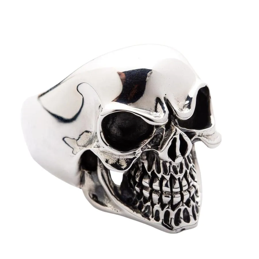 Laughing Skull 925 Sterling Silver Men's Biker Ring
