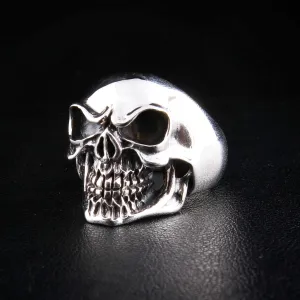 Laughing Skull 925 Sterling Silver Men's Biker Ring