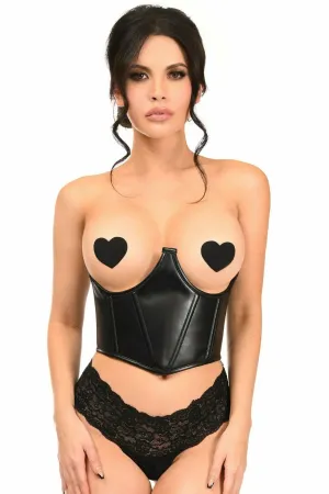 Lavish Black Faux Leather Underwire Cincher Corset