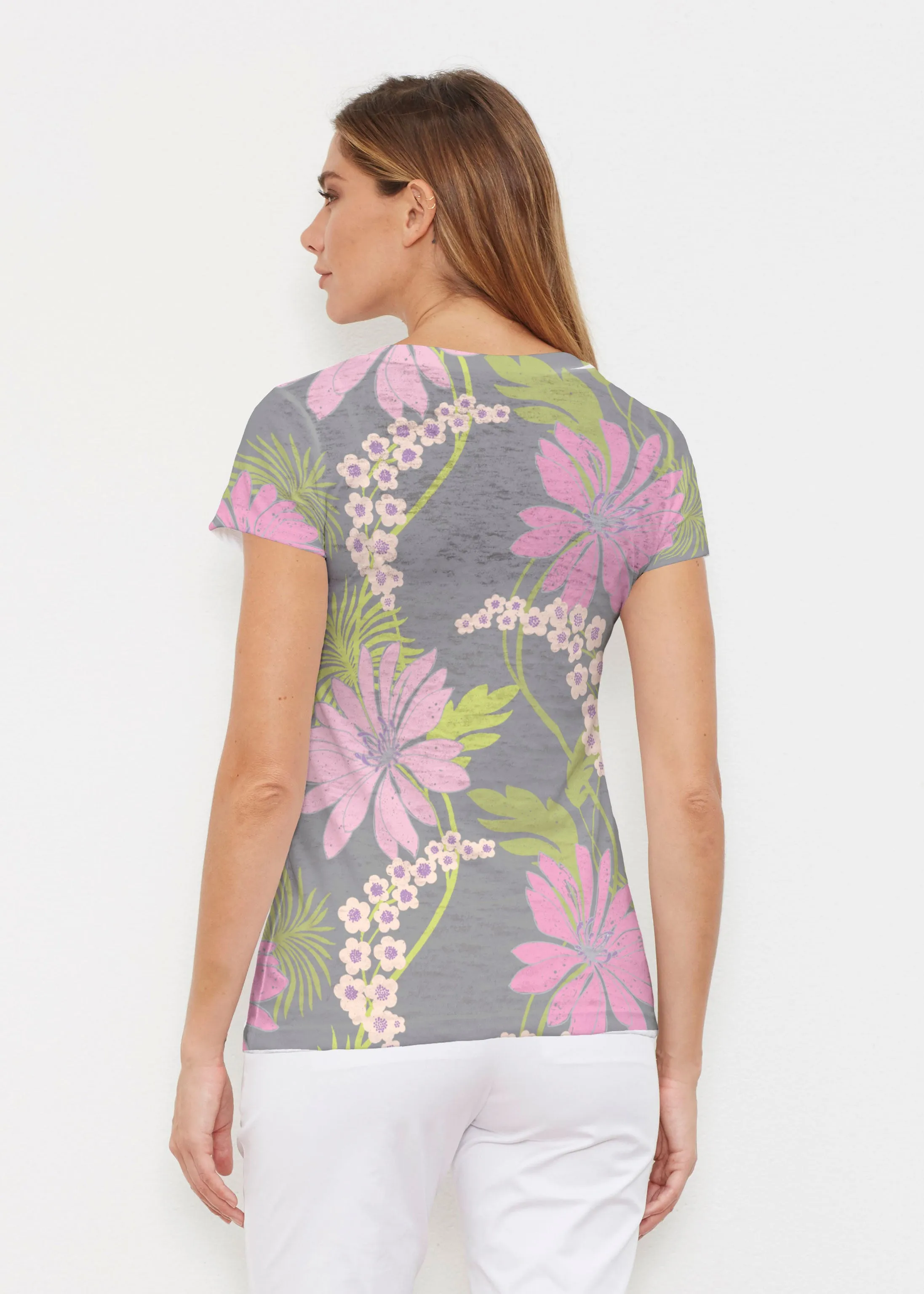 LeeLee (14304) ~ Signature Cap Sleeve V-Neck Shirt