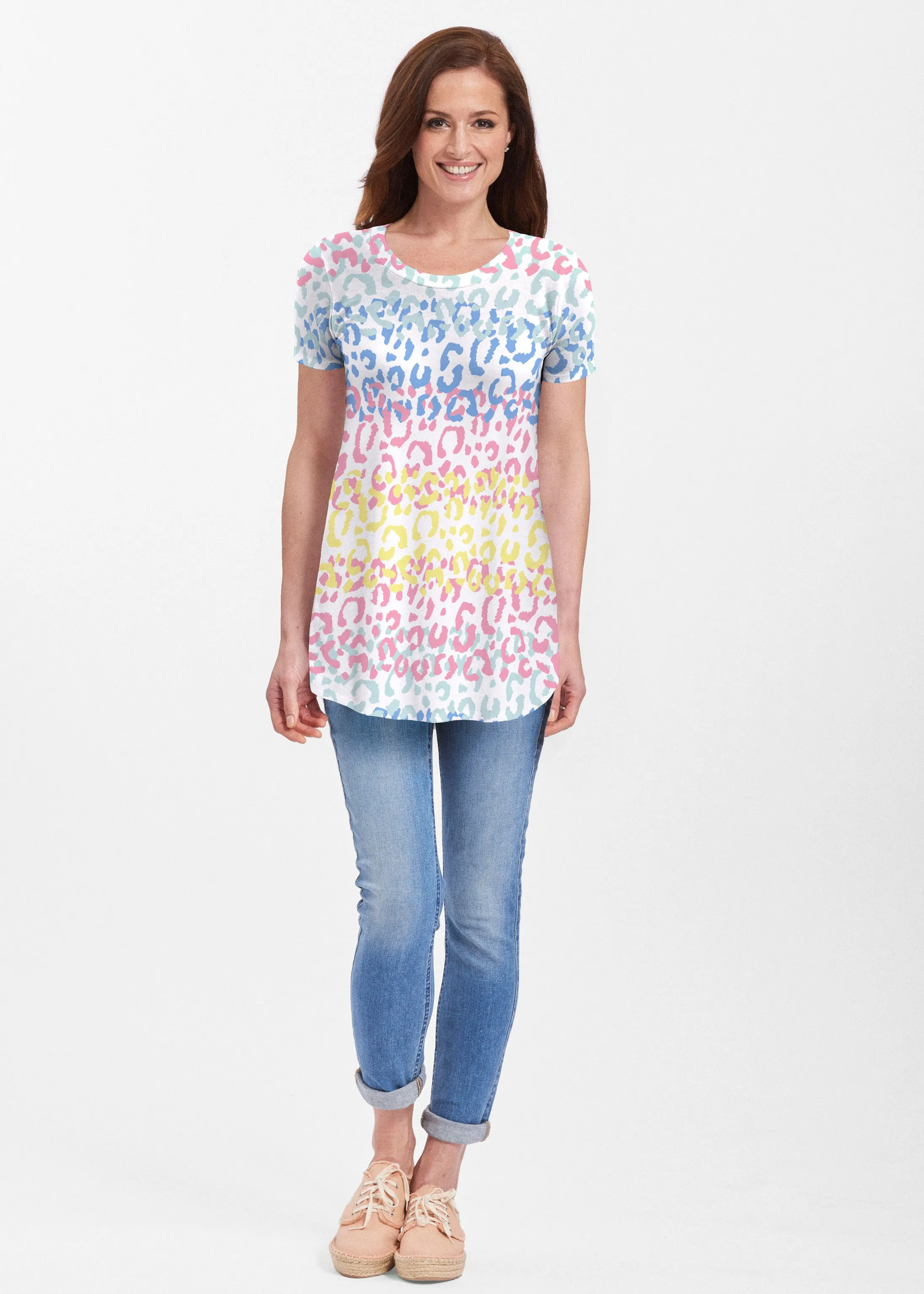 Leopard Ombre Rainbow (7899) ~ Short Sleeve Butterknit tunic