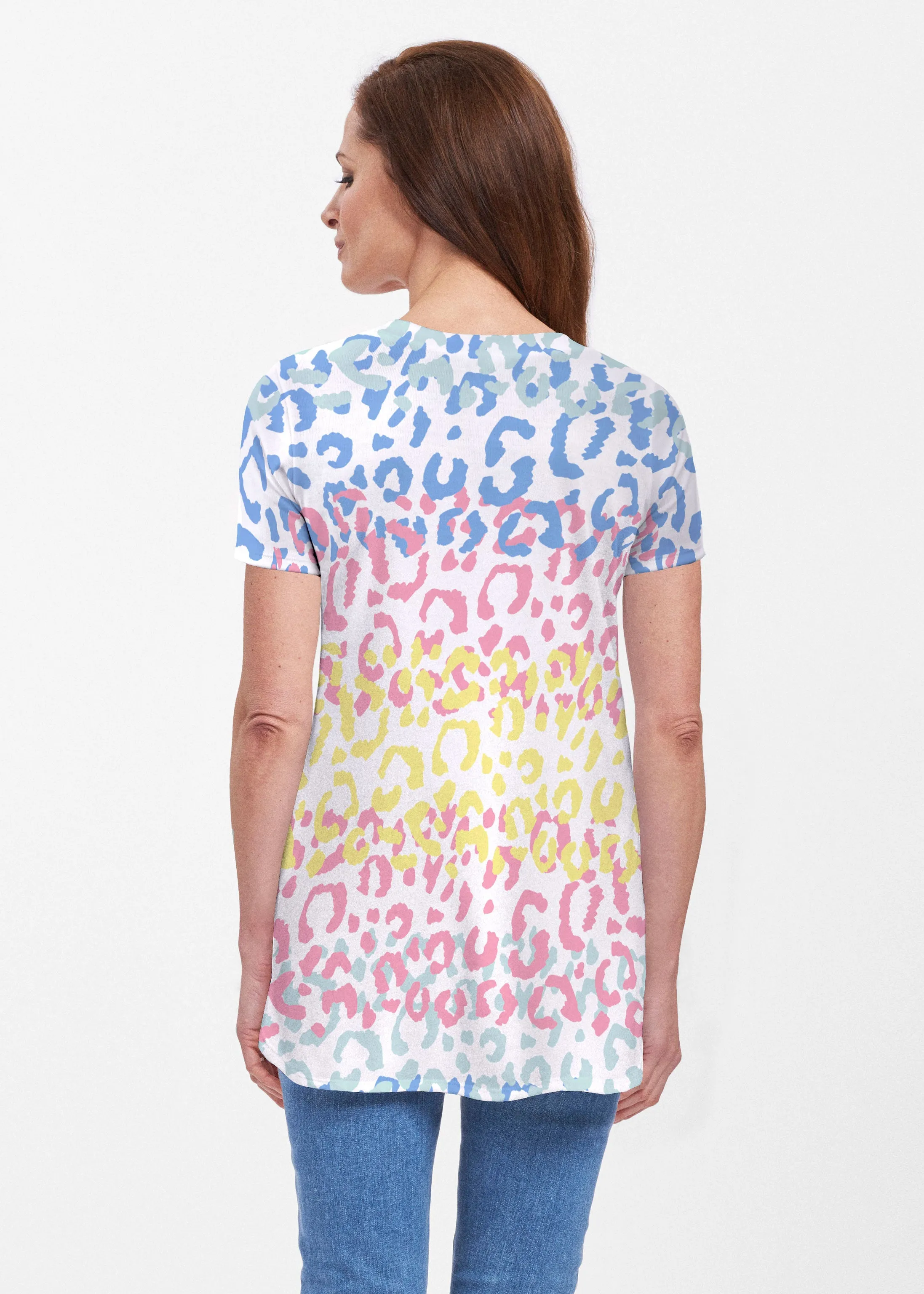 Leopard Ombre Rainbow (7899) ~ Short Sleeve Butterknit tunic