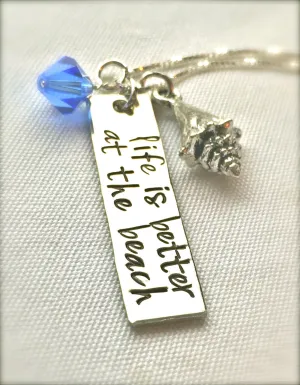 Life Is Better At The Beach Necklace, Mother's Day Gifts, Graduation Gift, Hawaiian Jewelry, Hand Stamped Necklace, Girlfriend, natashaaloha