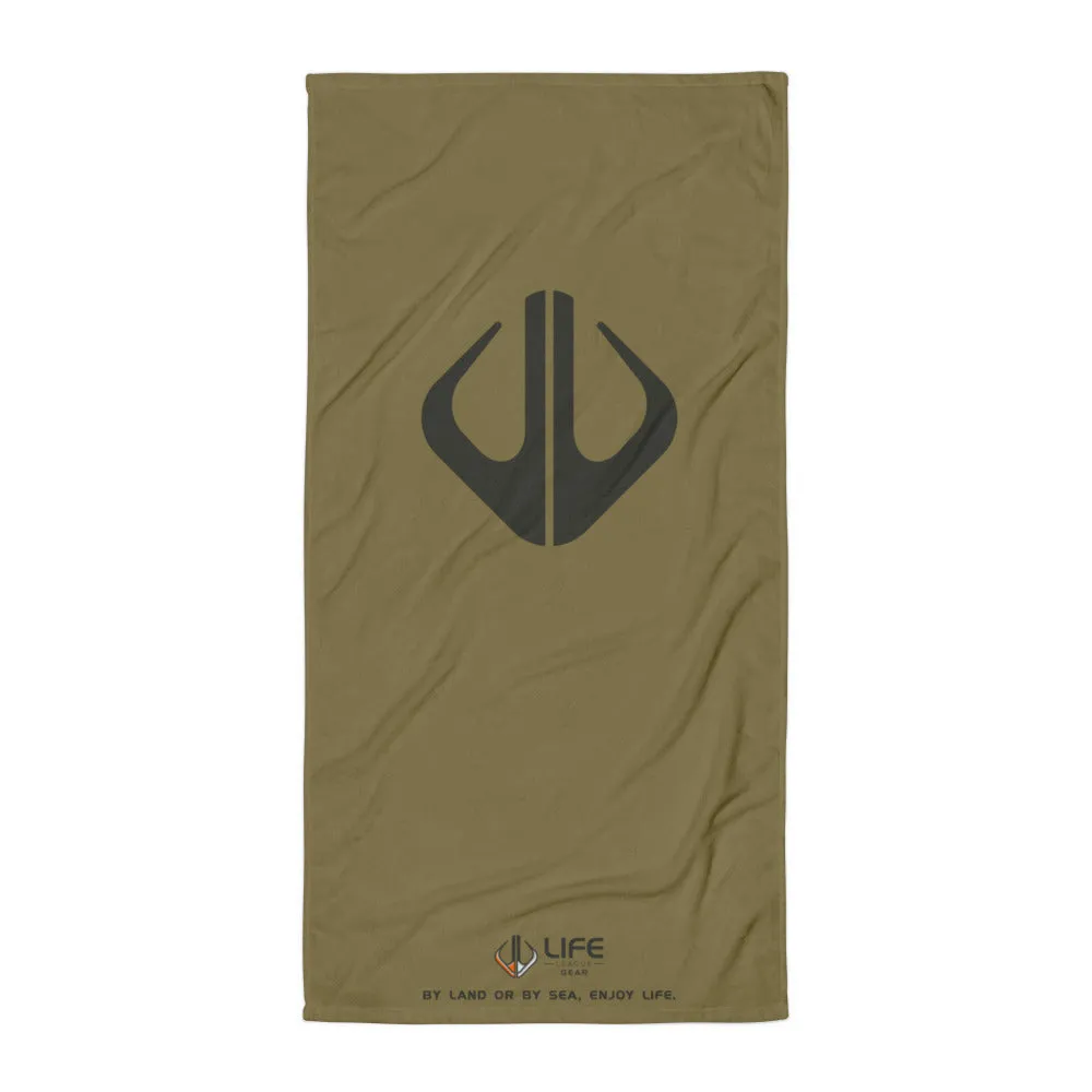 Life League Gear Towel - By Land or By Sea, Enjoy Life. (OD Green)