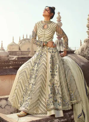 Light Grey Heavy Embroidered Lehenga Style Anarkali