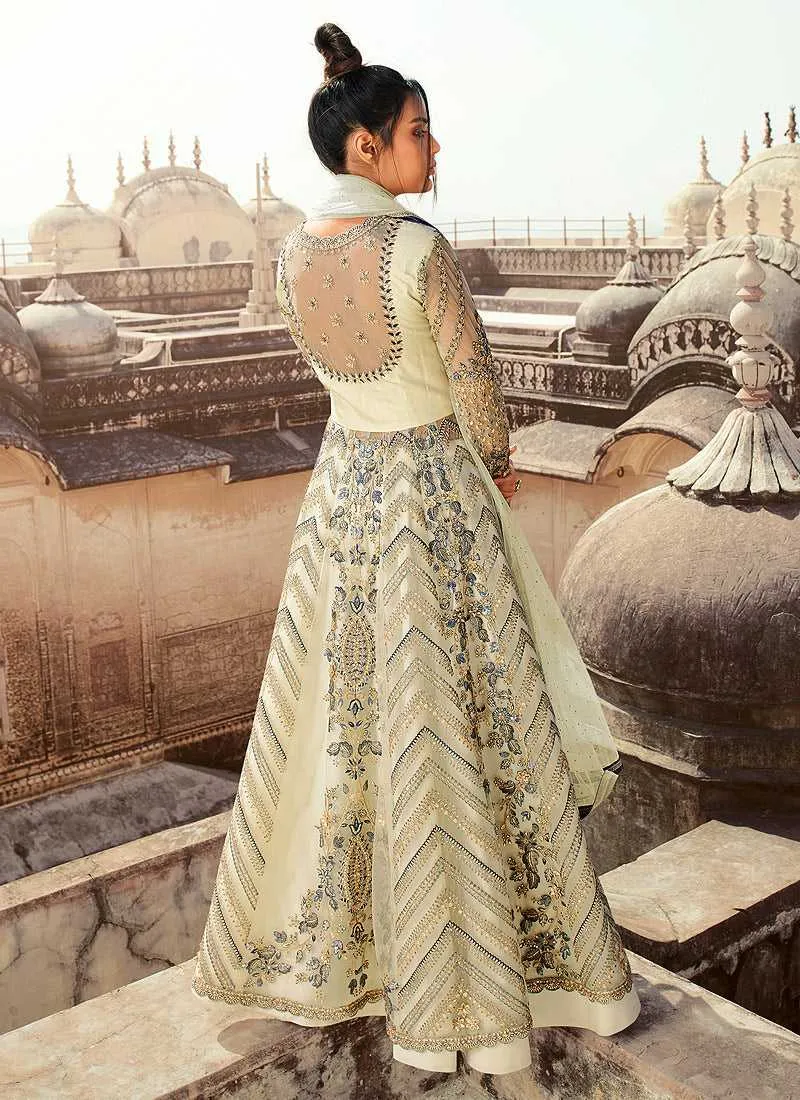 Light Grey Heavy Embroidered Lehenga Style Anarkali