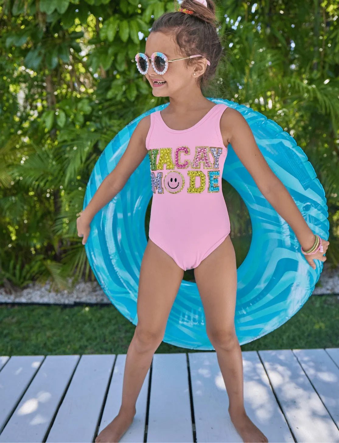 Lola and The Boys Crystal Vacay Mode Swimsuit - Pink