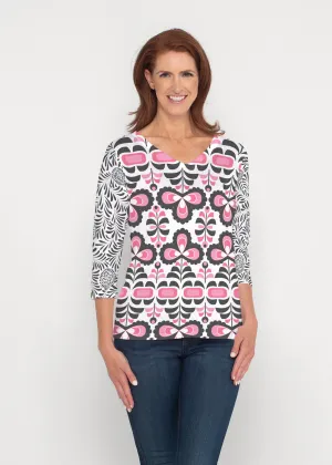 Lolly (8090) ~ Signature 3/4 Sleeve V-Neck Top