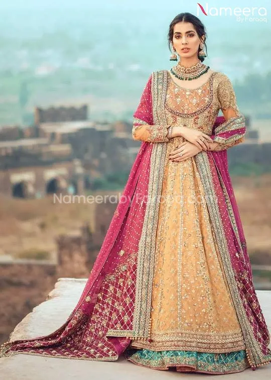 Long Frock with Lehenga Bridal Dress Pakistani #BS45