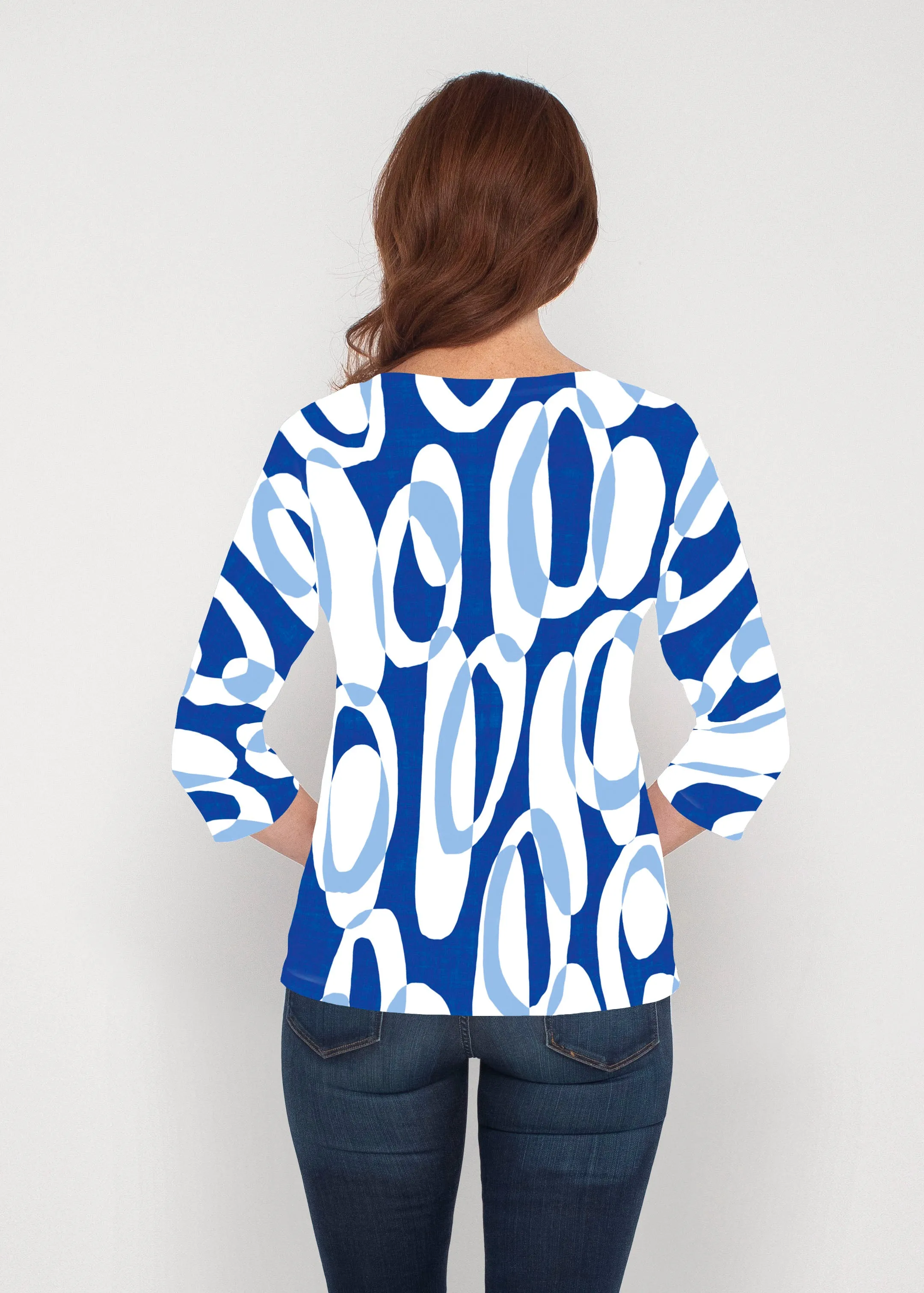 Loop ta Loop Blue (8086) ~ Signature 3/4 Sleeve V-Neck Top
