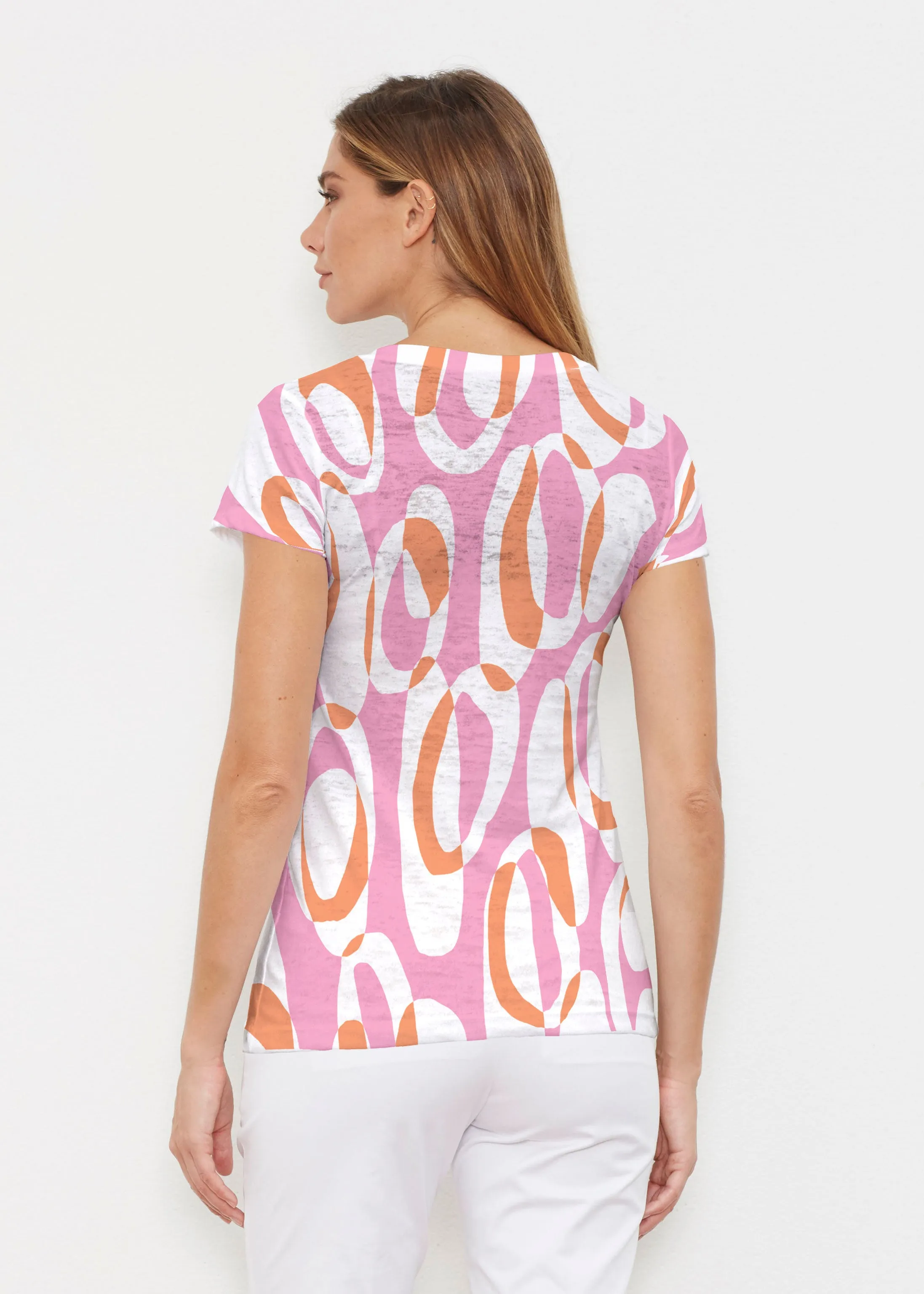 Loop ta Loop Pink (8085) ~ Signature Cap Sleeve V-Neck Shirt