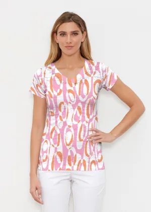 Loop ta Loop Pink (8085) ~ Signature Cap Sleeve V-Neck Shirt