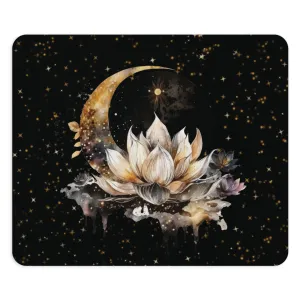 Lotus Moon Mouse Pad (Round or Rectangle) Witchy Cottagecore Office Accessories