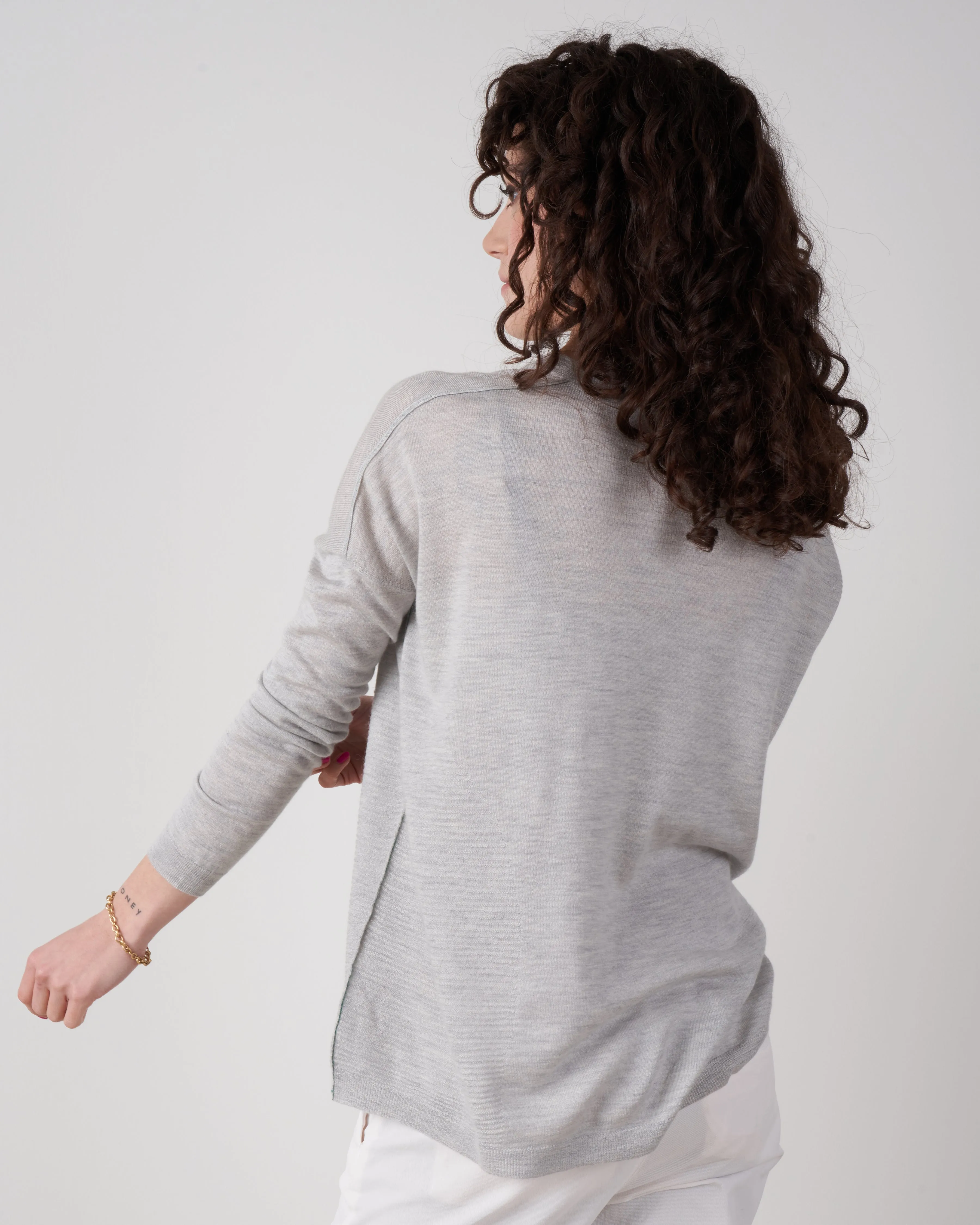 l/s textured crew top - cloud grey