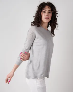 l/s textured crew top - cloud grey