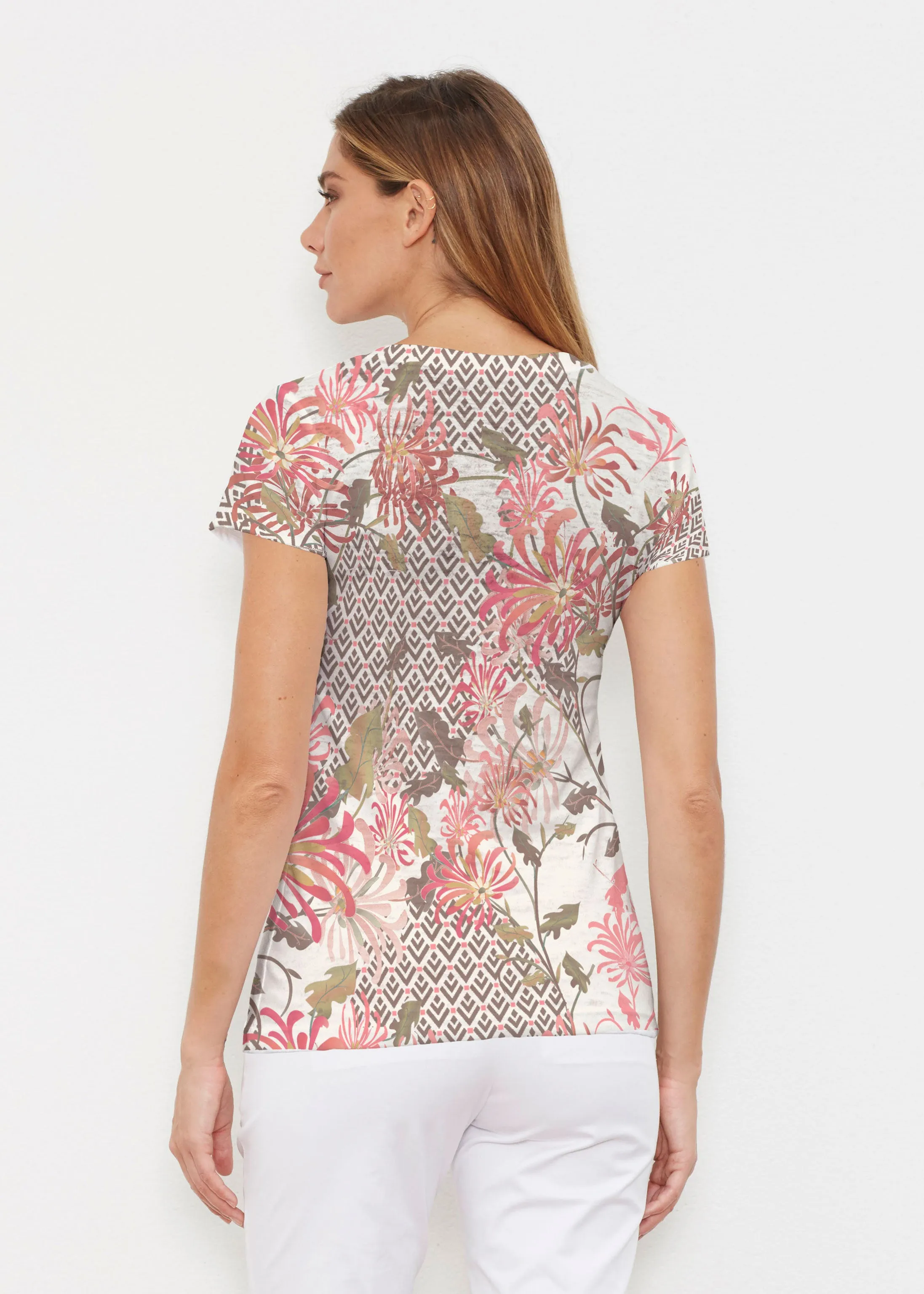 Lucia Chocolate (8129) ~ Signature Cap Sleeve V-Neck Shirt
