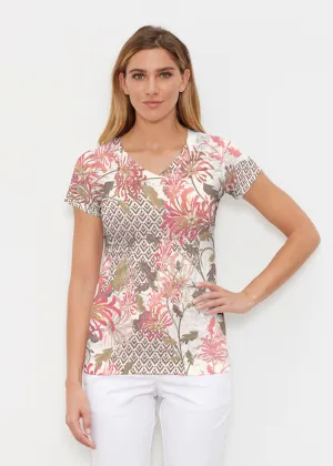 Lucia Chocolate (8129) ~ Signature Cap Sleeve V-Neck Shirt