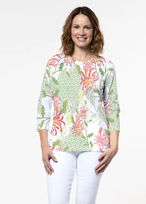 Lucia Green (8089) ~ Signature 3/4 Sleeve Crew Neck Top