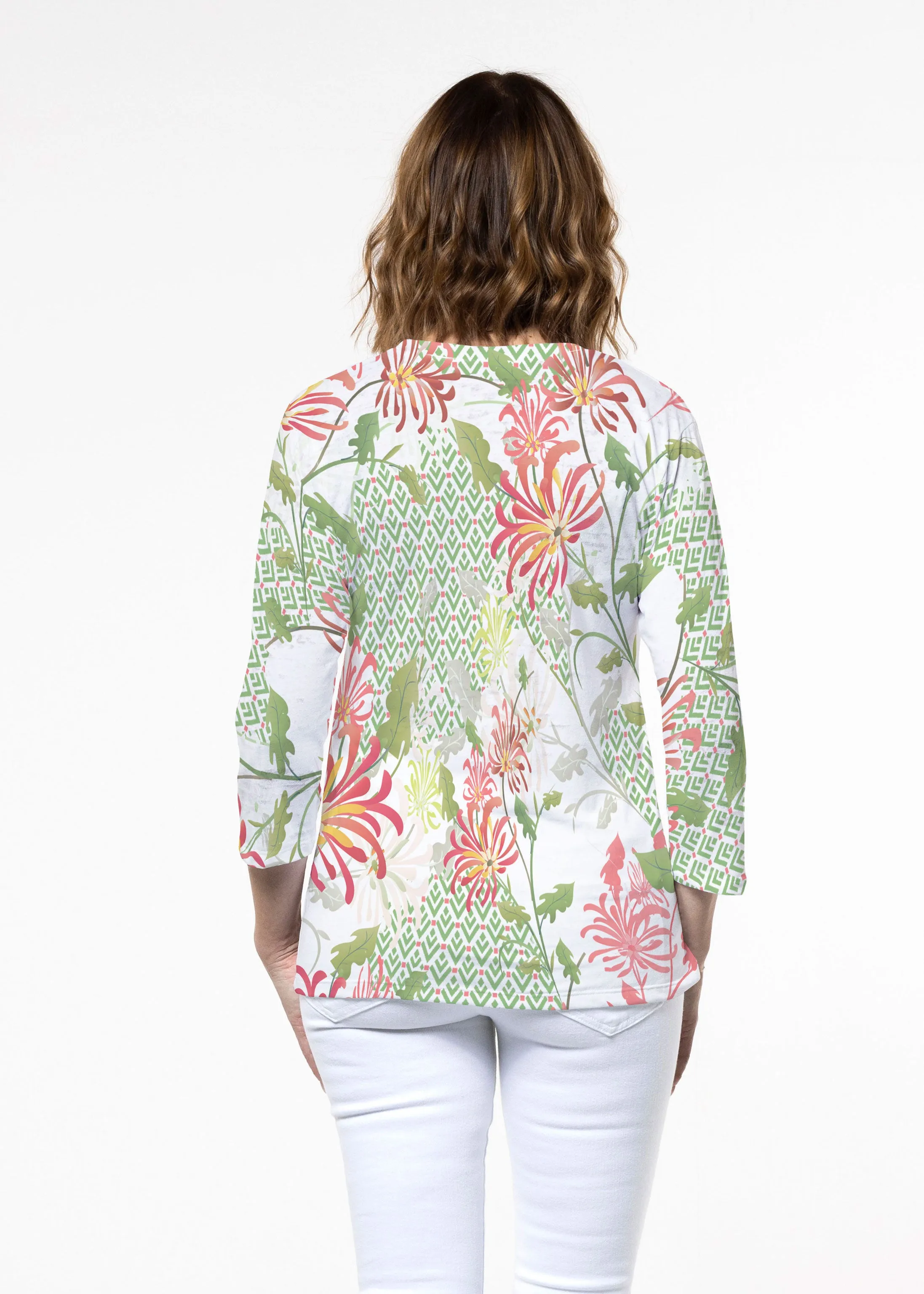 Lucia Green (8089) ~ Signature 3/4 Sleeve Crew Neck Top