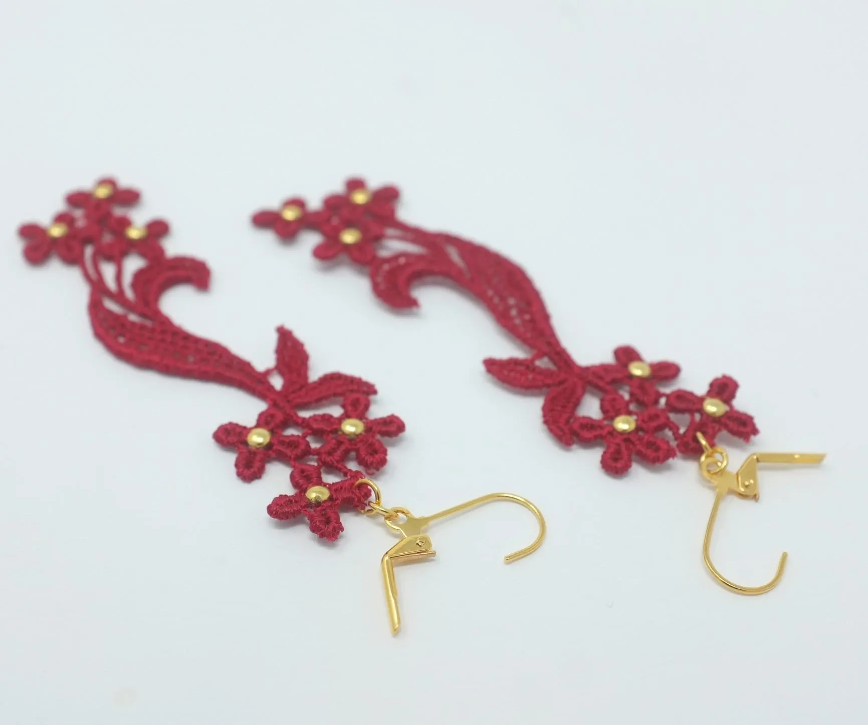 Maia Red Flower Dangle Earrings
