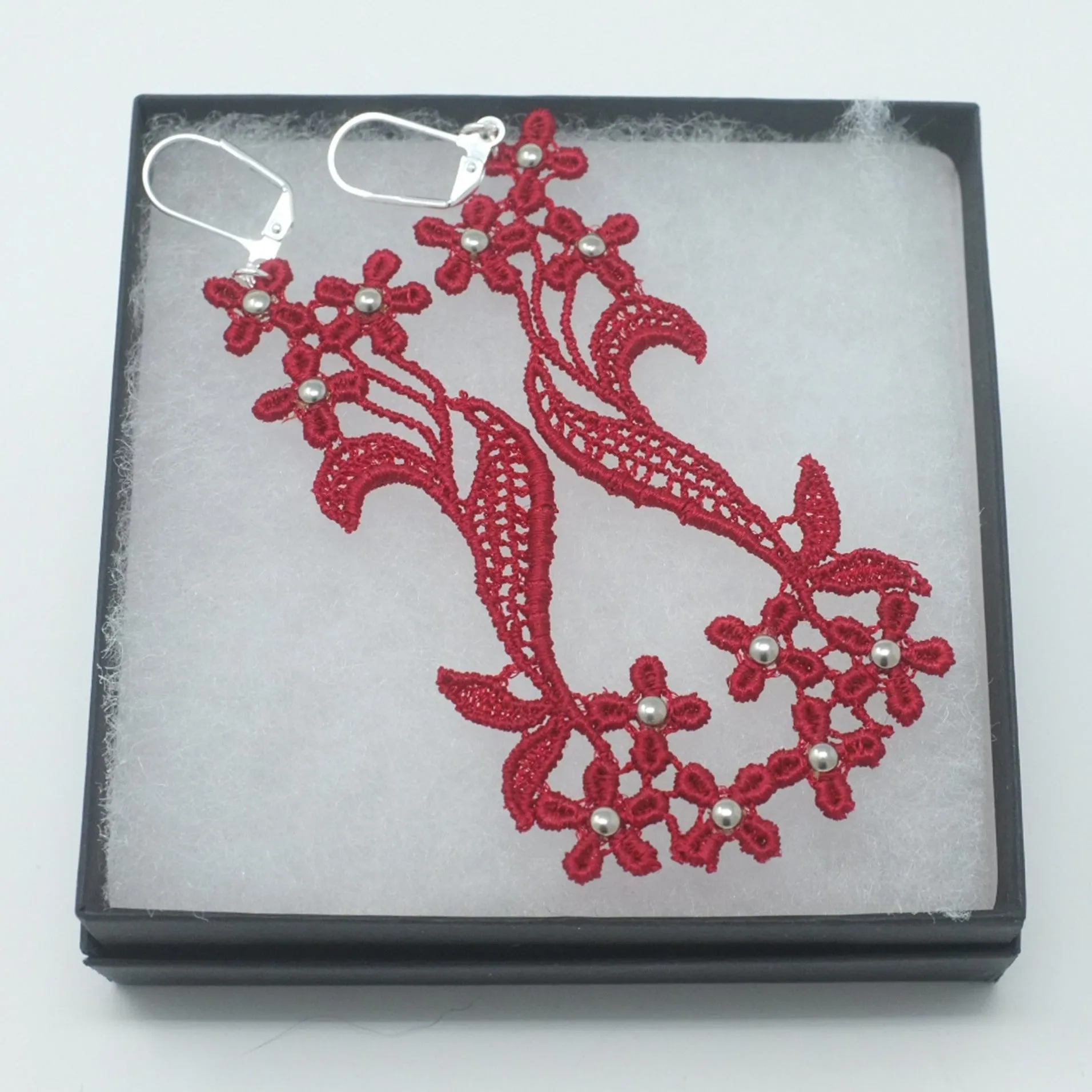 Maia Red Flower Dangle Earrings