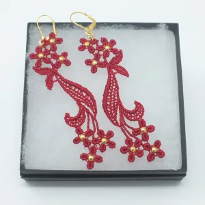 Maia Red Flower Dangle Earrings