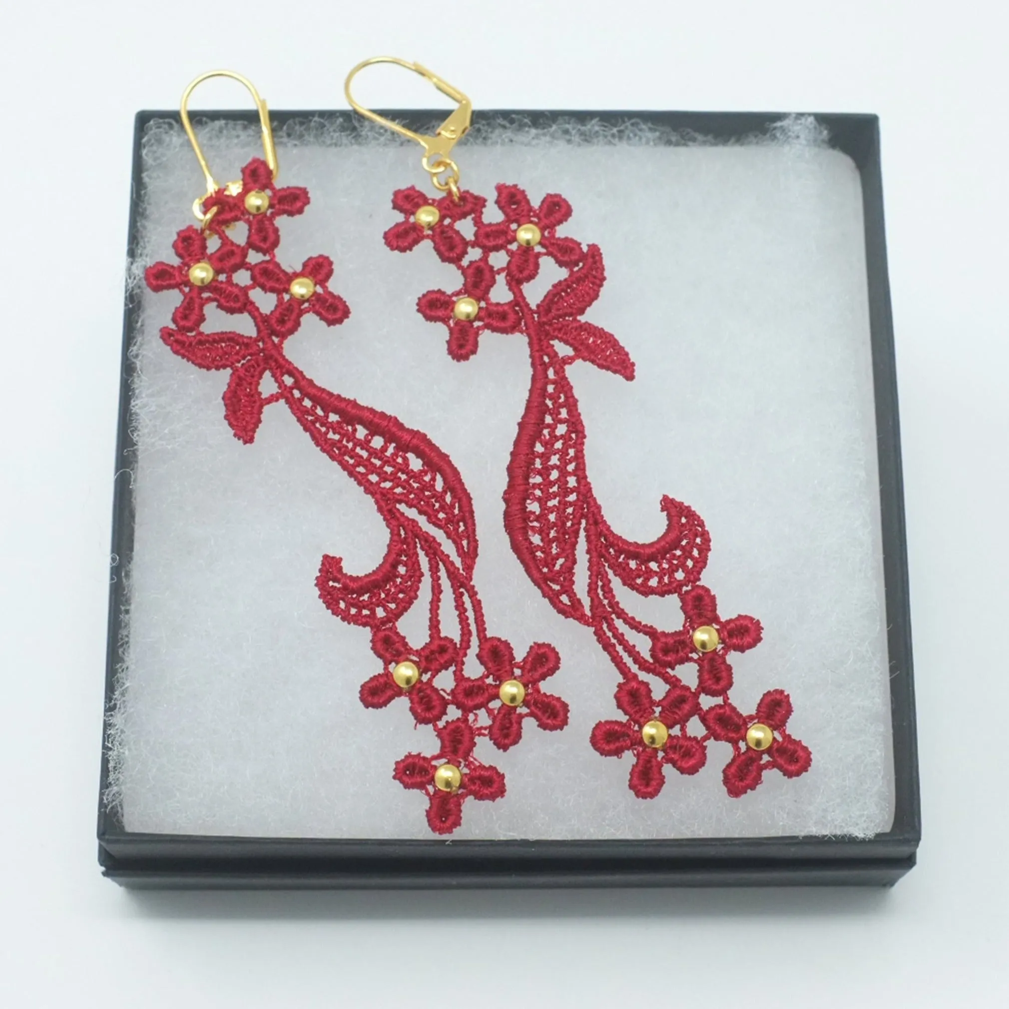 Maia Red Flower Dangle Earrings