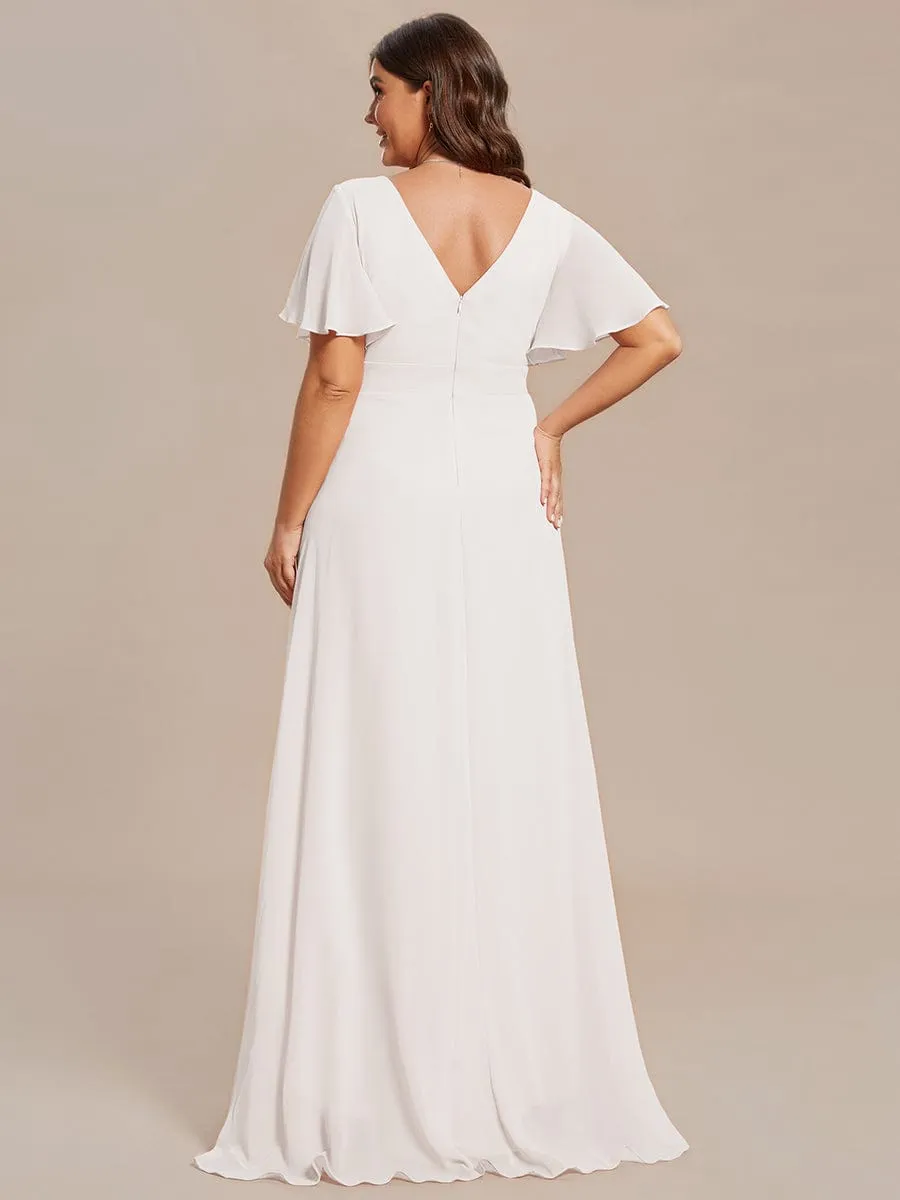 Malina Plus Size Ivory chiffon lotus hem wedding gown s12-14 Express NZ wide