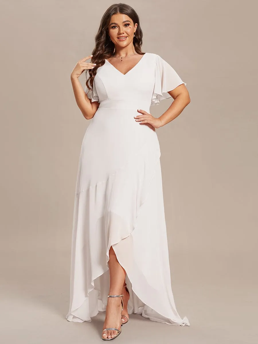 Malina Plus Size Ivory chiffon lotus hem wedding gown s12-14 Express NZ wide