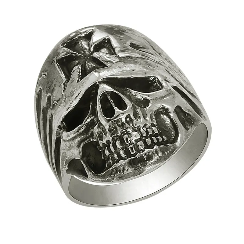 Maltese Cross Skull Ring