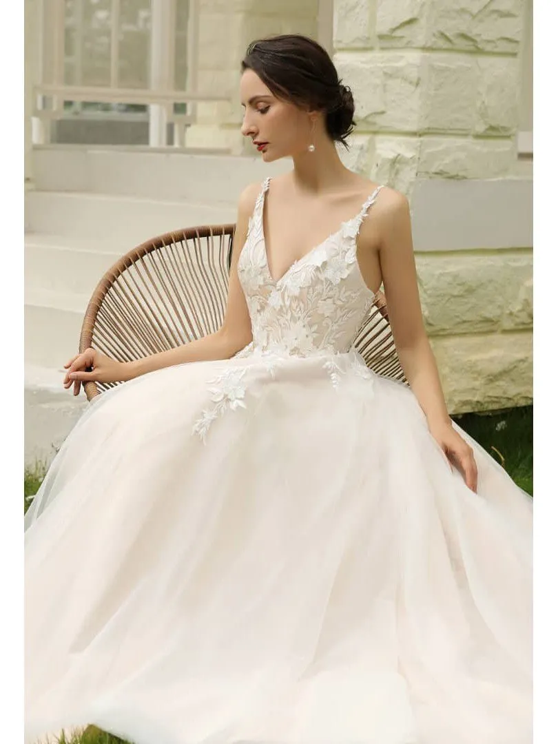 Meleana applique lace wedding gown ivory/pink nude Express NZ wide
