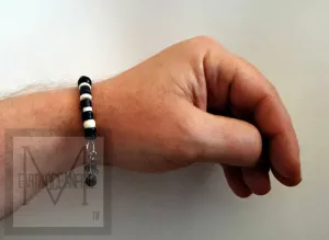 Men's Black and White Onyx Beaded Bracelet