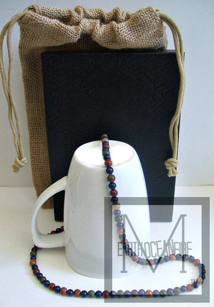 Men's Blue Lapis Jasper Beaded Necklace
