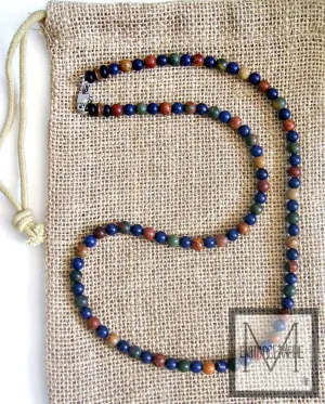 Men's Blue Lapis Jasper Beaded Necklace