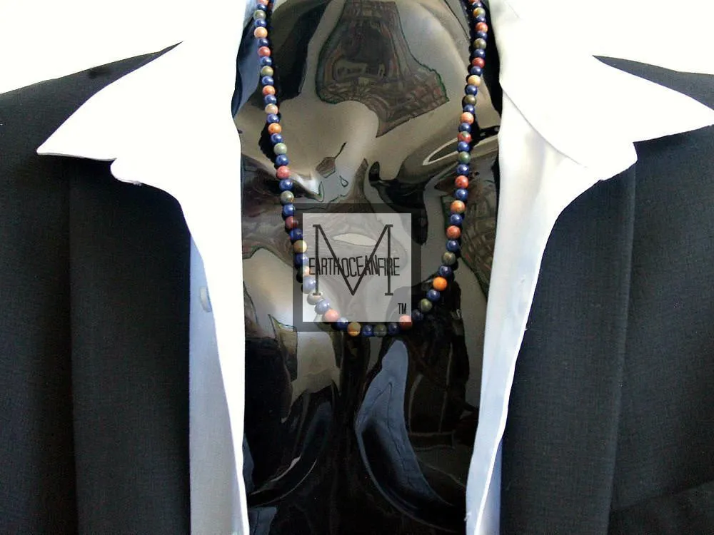 Men's Blue Lapis Jasper Beaded Necklace