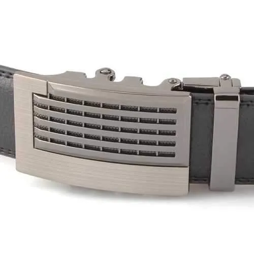 Mens Pierced Design Automatic Buckle Leather Belts