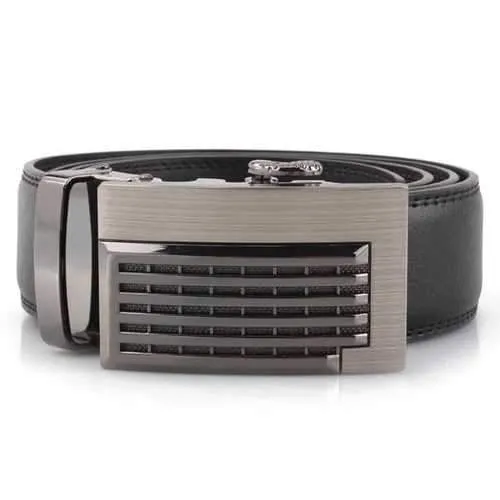 Mens Pierced Design Automatic Buckle Leather Belts