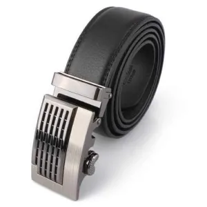 Mens Pierced Design Automatic Buckle Leather Belts