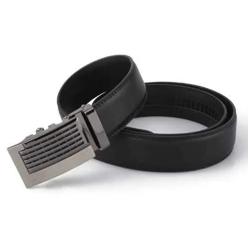 Mens Pierced Design Automatic Buckle Leather Belts