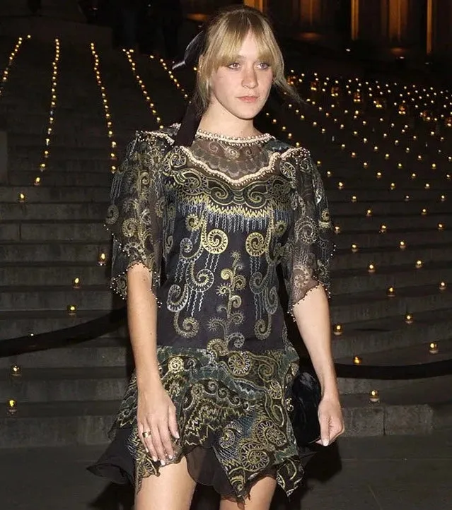Metallic Beaded Floral Silk Shift Dress