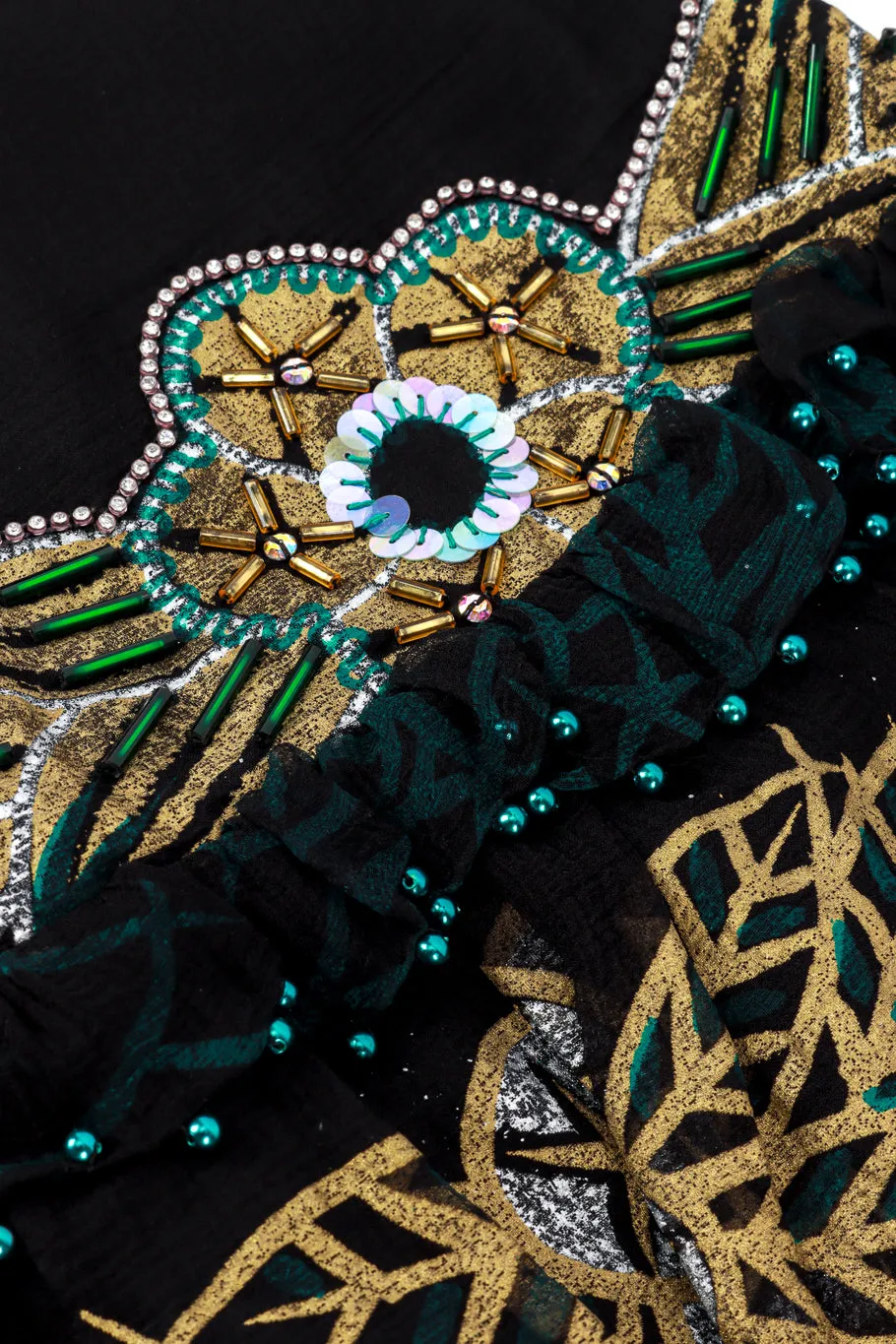 Metallic Beaded Floral Silk Shift Dress