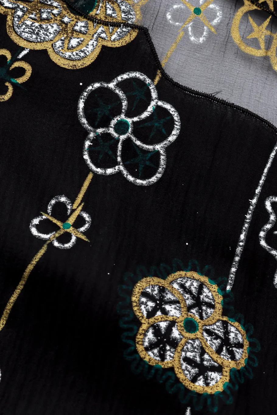 Metallic Beaded Floral Silk Shift Dress