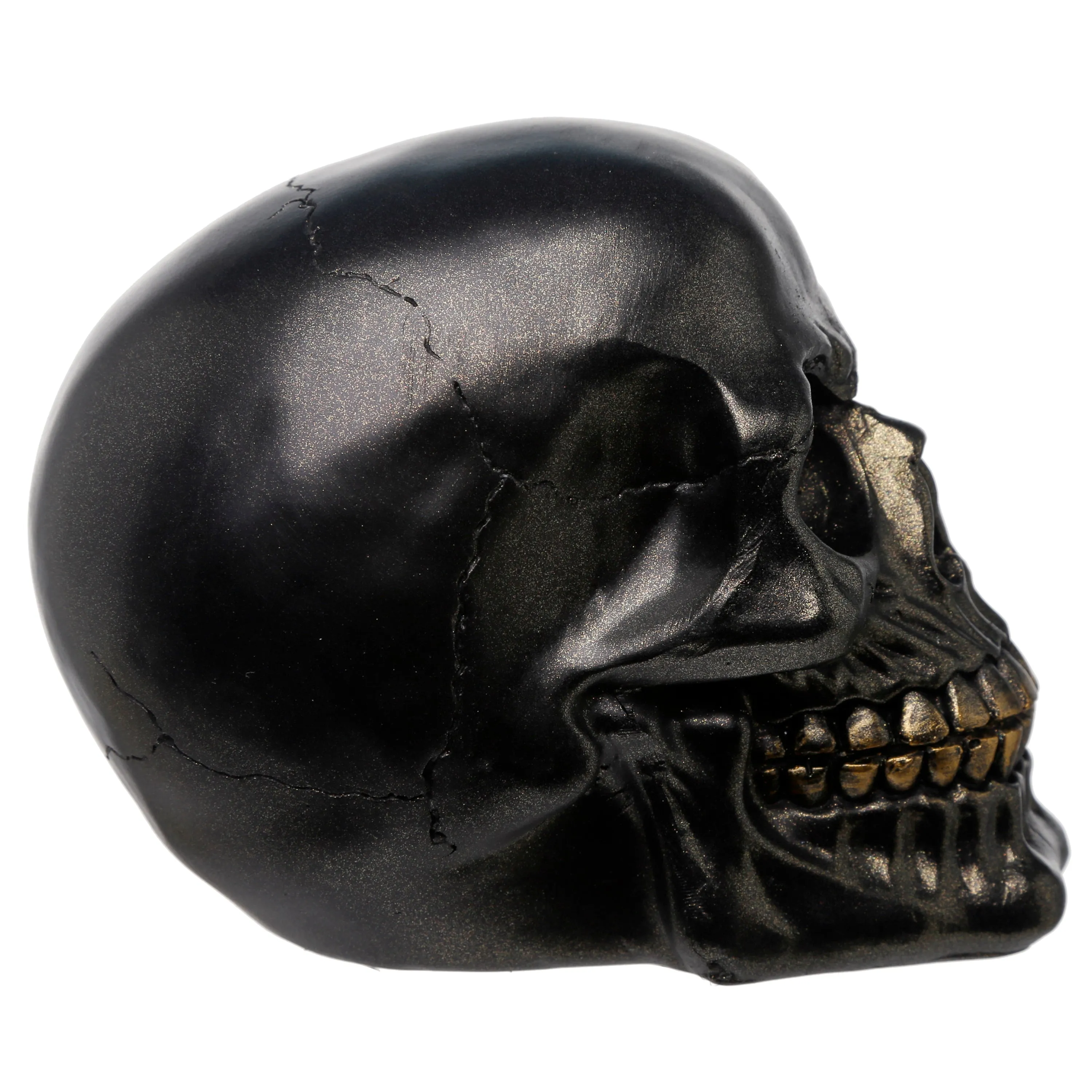 Metallic Black Skull Decoration