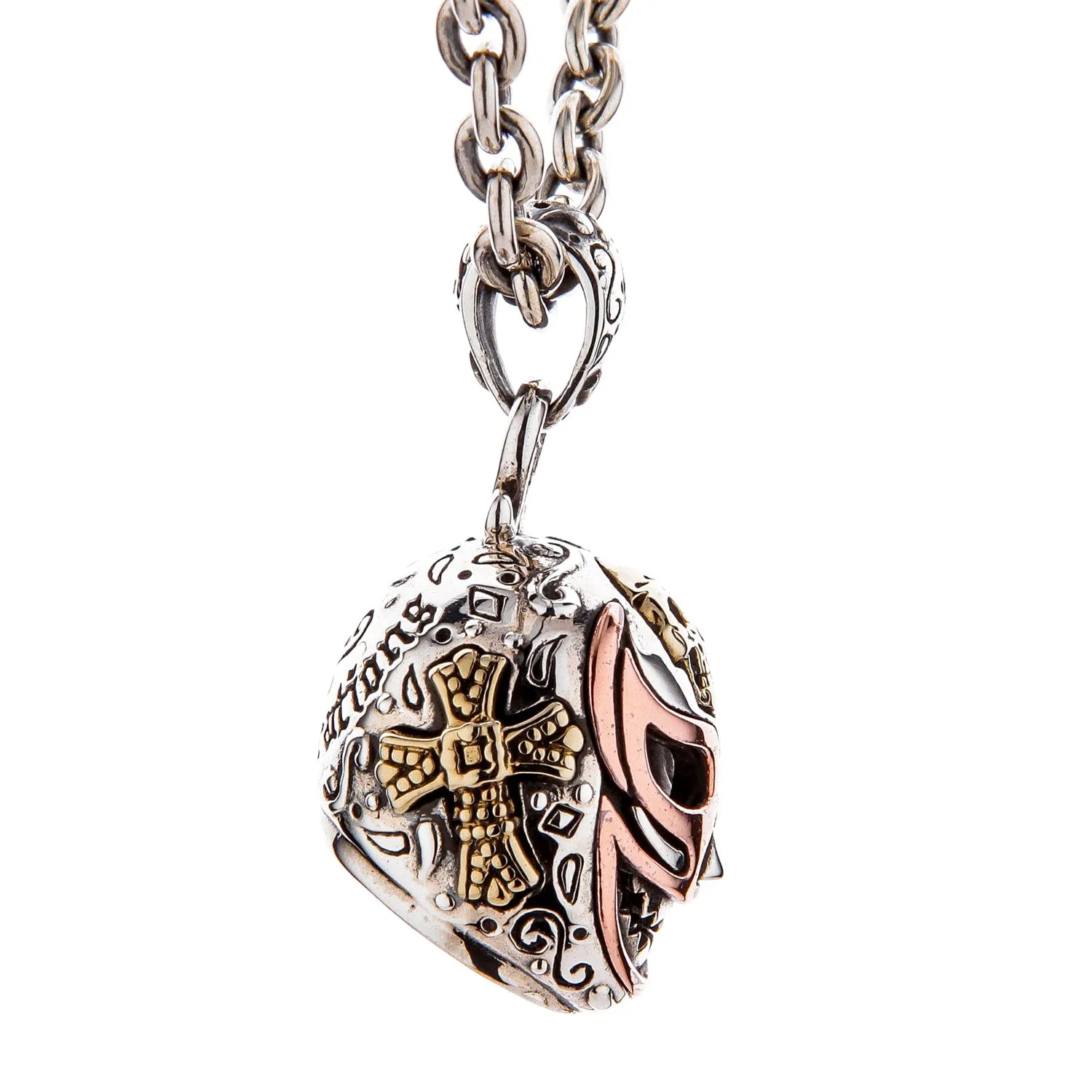 Mexican Lucha Libre Mask Sterling Silver Skull Pendant