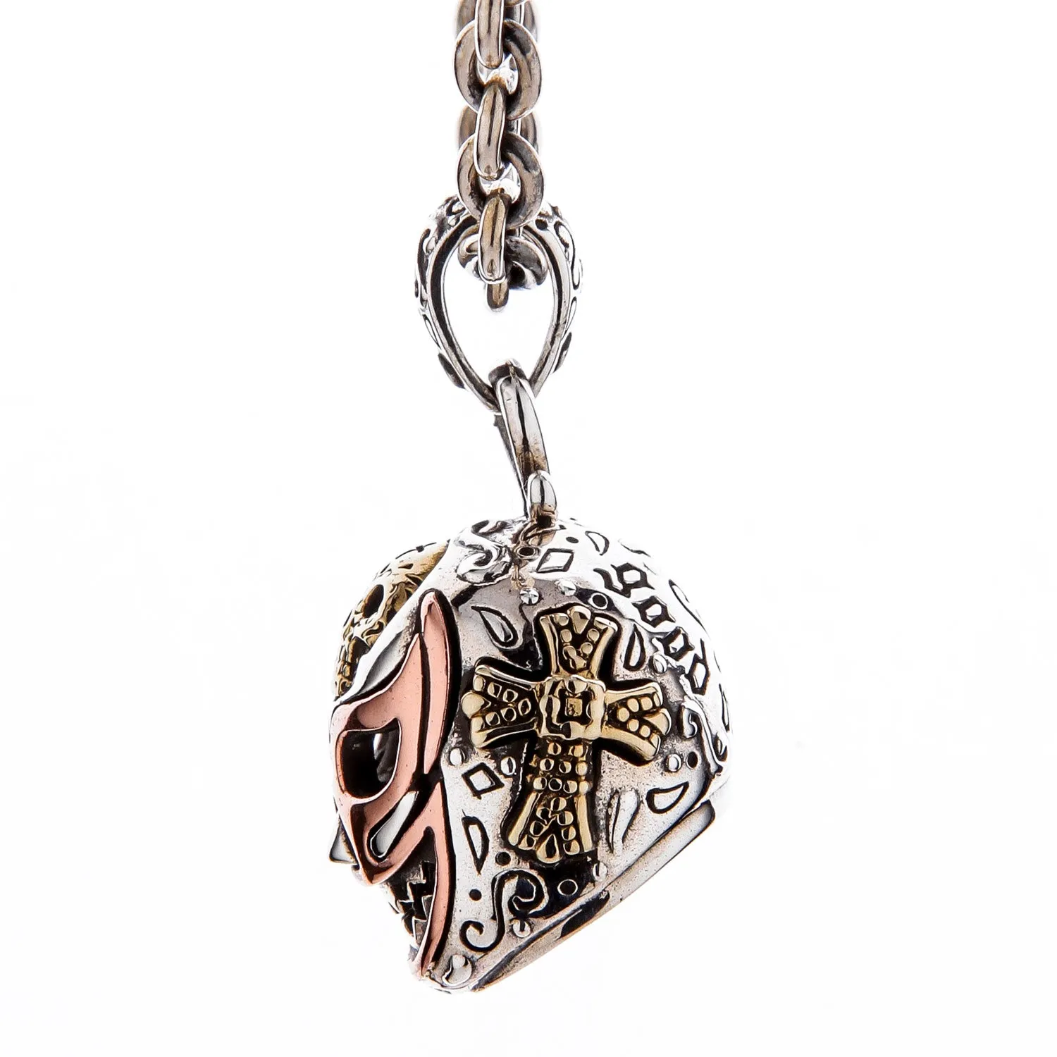 Mexican Lucha Libre Mask Sterling Silver Skull Pendant